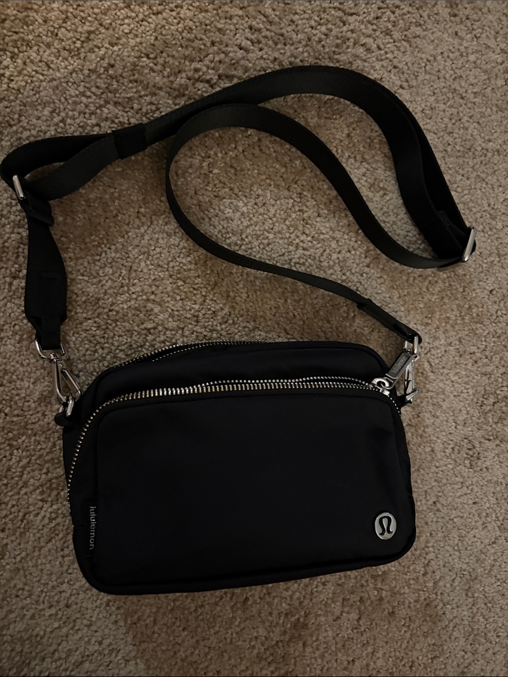 Lululemon athletica black Everywhere Crossbody Bag with Silver Hardware